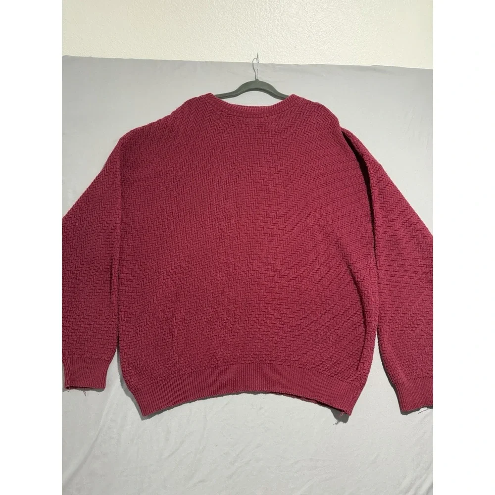 bill blass red burgandy knit heavy ls sweater, 100% cotton, men's xlt